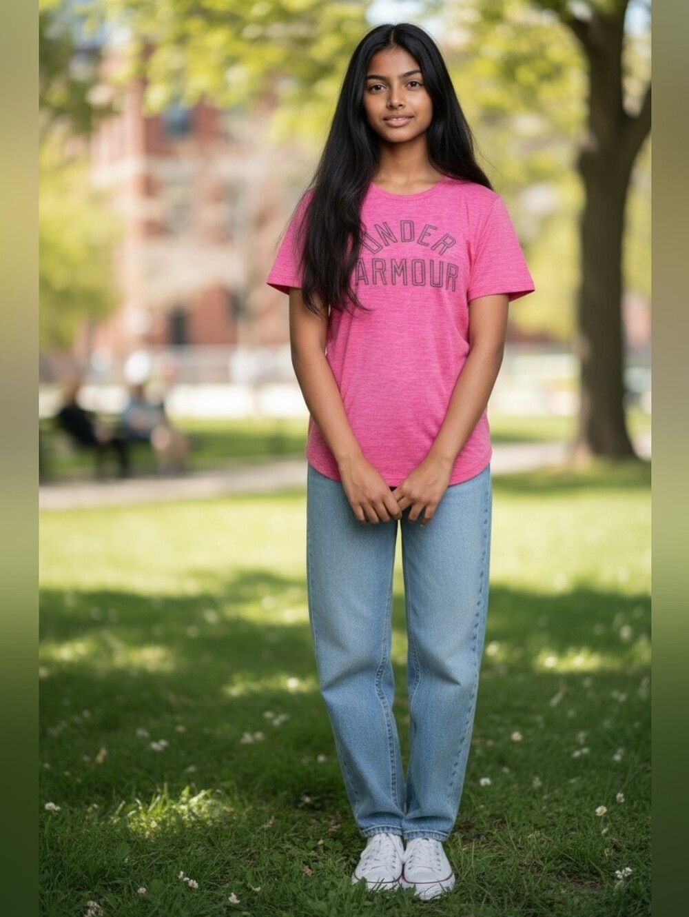 Under Armour Hot Pink Heather Logo Tee